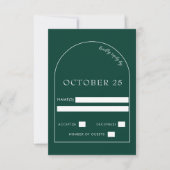 Emerald Green Modern Arch Wedding RSVP Kaartje (Voorkant)
