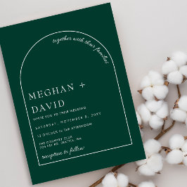 Emerald Green Modern Arch Wedding Uitnodiging