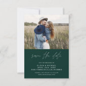 Emerald Green Modern Bewaar de datumfoto Save The Date (Achterkant)