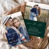 Emerald Green Modern Bewaar de datumfoto Save The Date