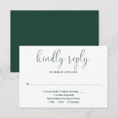 Emerald Green Modern Chic Elegant Script Wedding RSVP Kaartje (Voorkant / Achterkant)