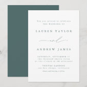 Emerald Green Modern Classic Wedding Invitation Kaart (Voorkant / Achterkant)