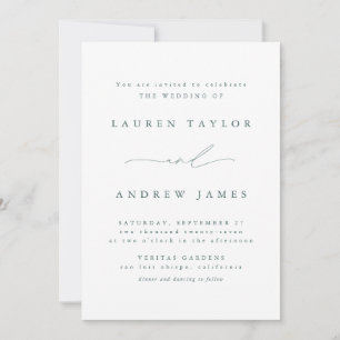 Emerald Green Modern Classic Wedding Invitation Kaart