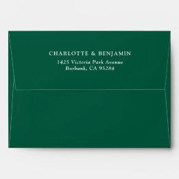 Emerald Green Modern Custom Wedding 5.25x7.25 Envelop