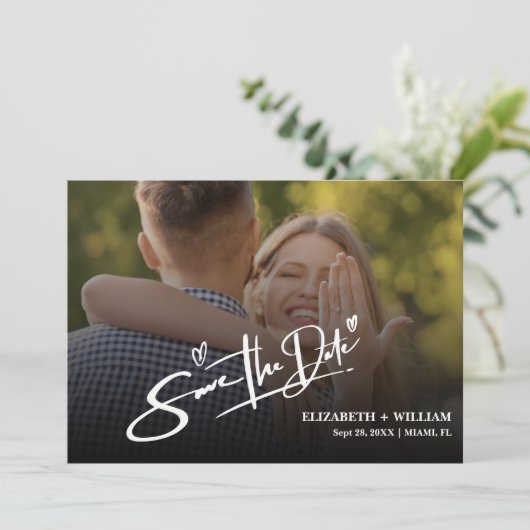 Emerald Green Modern Elegant PHOTO QR Code Save The Date (Staand voorkant)