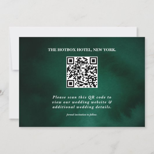 Emerald Green Modern Elegant PHOTO QR Code Save The Date (Achterkant)