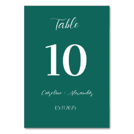 Emerald Green Modern Elegant Unique Wedding Table Kaart