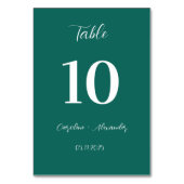 Emerald Green Modern Elegant Unique Wedding Table Kaart (Voorkant)