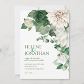 Emerald Green Modern Floral Waterverf Wedding Kaart (Voorkant)