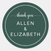 Emerald Green Modern - Hartelijk dank - Kaart Wedd Ronde Sticker (Voorkant)