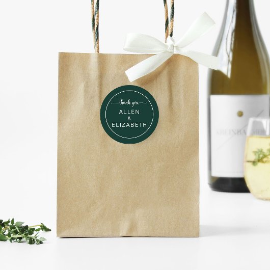 Emerald Green Modern - Hartelijk dank - Kaart Wedd Ronde Sticker