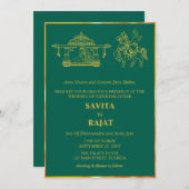 Emerald Green Modern Indian Wedding Kaart (Voorkant / Achterkant)