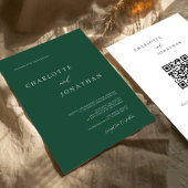Emerald Green Modern Minimal QR Code Wedding Kaart