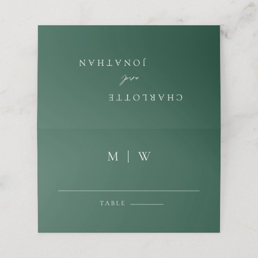 Emerald Green Modern Minimal QR Code Wedding Plaatskaartje (Buitenkant ongevouwen)