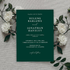Emerald Green Modern Minimal Wedding Kaart