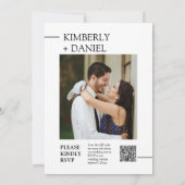 Emerald Green Modern Minimal Wedding QR Code Foto Kaart (Achterkant)