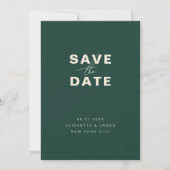 Emerald Green Modern Minimalist bewaart de datum Save The Date (Voorkant)