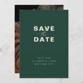 Emerald Green Modern Minimalist bewaart de datum Save The Date (Voorkant / Achterkant)