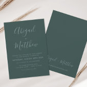 Emerald Green Modern Minimalist Boho Wedding Kaart