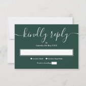 Emerald Green Modern Minimalist Elegant Script RSVP Kaartje (Voorkant)