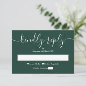Emerald Green Modern Minimalist Elegant Script RSVP Kaartje (Staand voorkant)