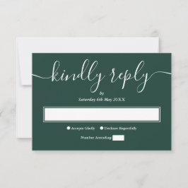 Emerald Green Modern Minimalist Elegant Script RSVP Kaartje