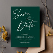 Emerald Green Modern Minimalist Elegant Wedding Save The Date