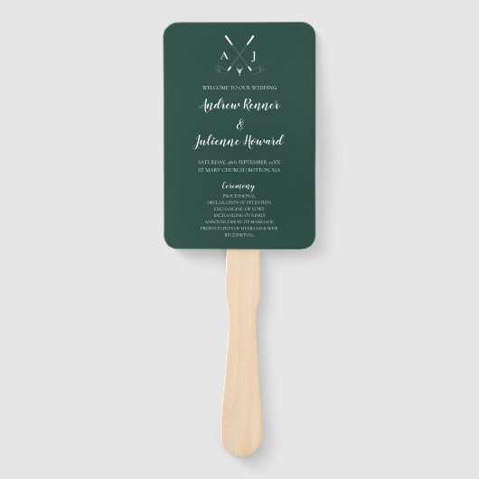 Emerald Green Modern Minimalist Golf Wedding Handwaaier (Voorkant)
