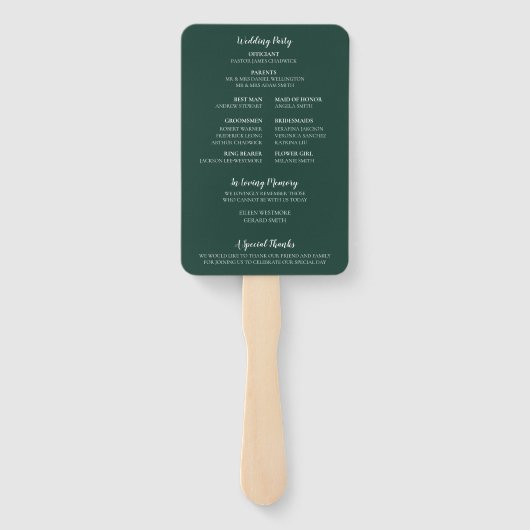 Emerald Green Modern Minimalist Golf Wedding Handwaaier (Achterkant)