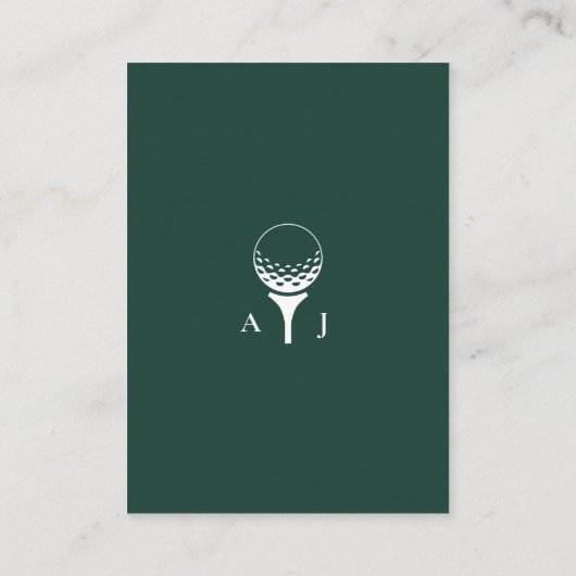 Emerald Green Modern Minimalist Golf Wedding Informatiekaartje (Achterkant)