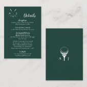 Emerald Green Modern Minimalist Golf Wedding Informatiekaartje (Voorkant / Achterkant)
