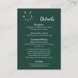 Emerald Green Modern Minimalist Golf Wedding Informatiekaartje