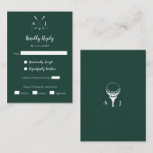 Emerald Green Modern Minimalist Golf Wedding Informatiekaartje (Voorkant / Achterkant)