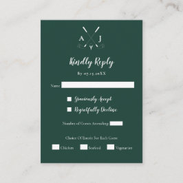 Emerald Green Modern Minimalist Golf Wedding Informatiekaartje