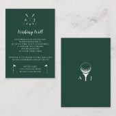 Emerald Green Modern Minimalist Golf Wedding Informatiekaartje (Voorkant / Achterkant)