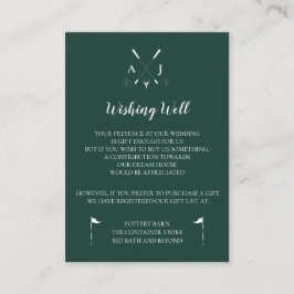 Emerald Green Modern Minimalist Golf Wedding Informatiekaartje
