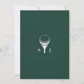Emerald Green Modern Minimalist Golf Wedding Invit Kaart (Achterkant)
