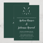 Emerald Green Modern Minimalist Golf Wedding Invit Kaart (Voorkant / Achterkant)