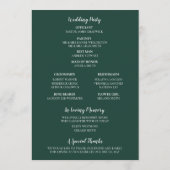 Emerald Green Modern Minimalist Golf Wedding Programmakaart (Achterkant)
