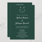 Emerald Green Modern Minimalist Golf Wedding Programmakaart (Voorkant / Achterkant)