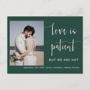 Emerald Green Modern Minimalist Photo Elopement Briefkaart