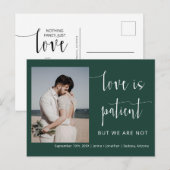Emerald Green Modern Minimalist Photo Elopement Briefkaart (Voorkant / Achterkant)