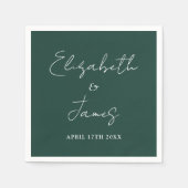 Emerald Green Modern Minimalistisch Script Wedding Servet (Voorkant)