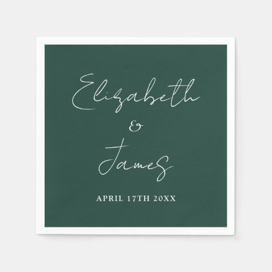 Emerald Green Modern Minimalistisch Script Wedding Servet (Voorkant)