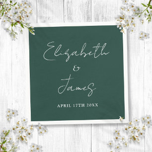Emerald Green Modern Minimalistisch Script Wedding Servet