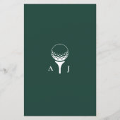 Emerald Green Modern Monogram Golf Wedding (Achterkant)