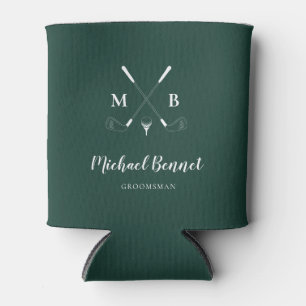 Emerald Green Modern Monogram Golf Wedding Blikjeskoeler