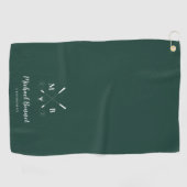 Emerald Green Modern Monogram Golf Wedding Golfhanddoek (Horizontaal)