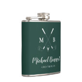 Emerald Green Modern Monogram Golf Wedding Heupfles (Rechts)