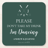 Emerald Green Modern Monogram Golf Wedding Kartonnen Onderzetters (Voorkant)
